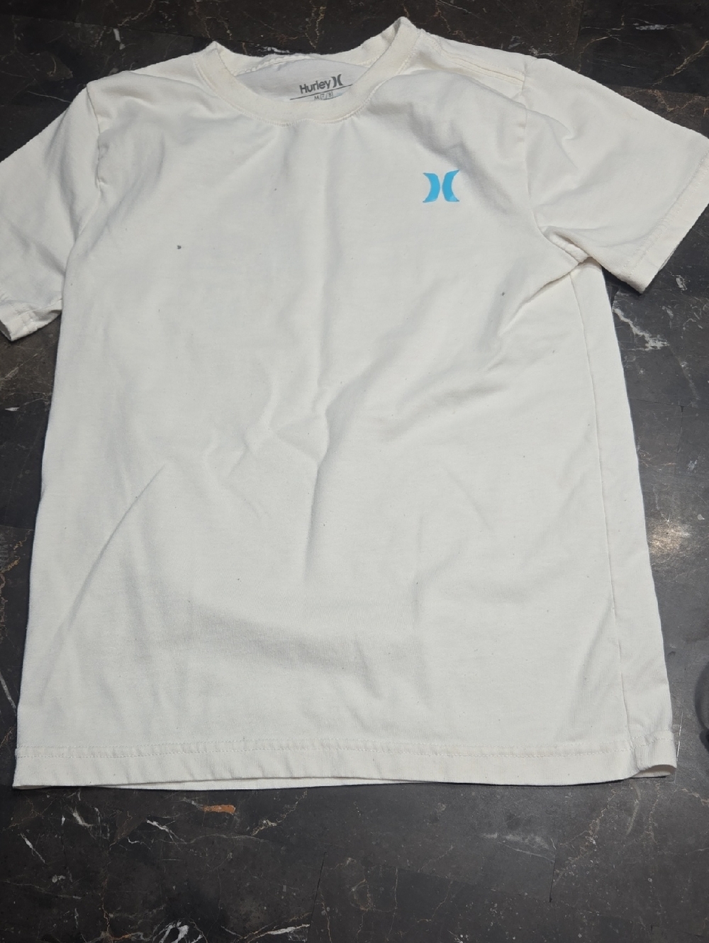 Hurley White Short Sleeve Tee with Light Blue Logo. **See Pictures & Description